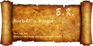 Borbás Kinga névjegykártya